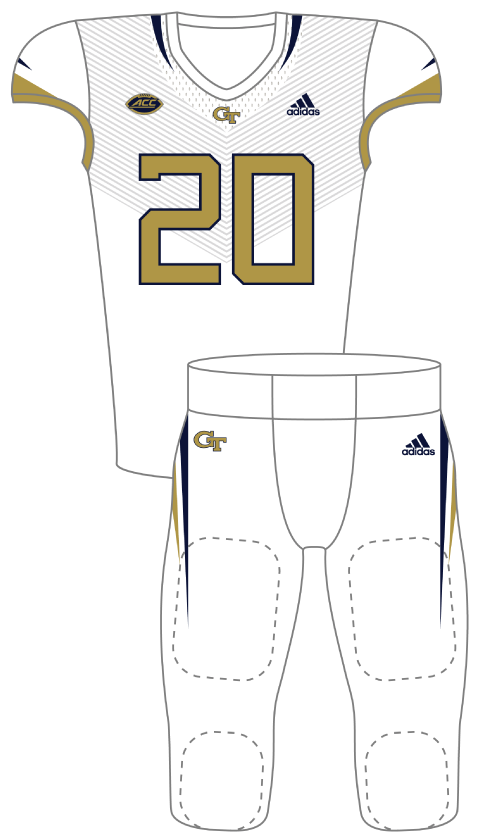 Georgia Tech 2020 White Gold No Patch Uniform