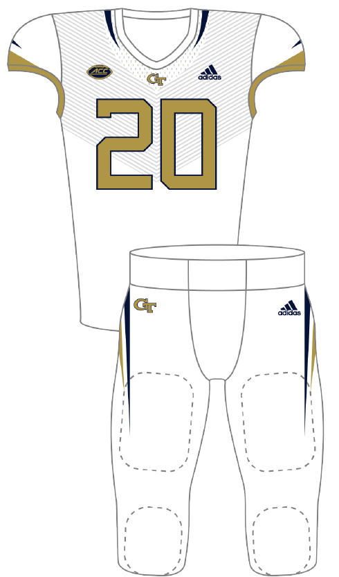 Georgia Tech 2020 White Gold No Patch Uniform